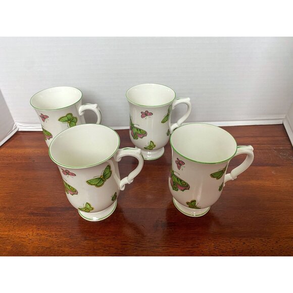 Crown Staffordshire Fine Bone China Butterfly Mugs (Qty. 4) - Picture 2 of 7
